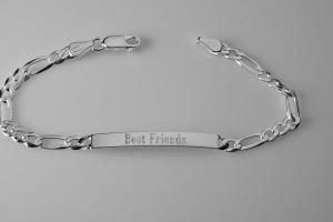 Custom Engraved Personalized Sterling Silver Lightweight 7 Inch Slim ID Bracelet - Hand Engraved