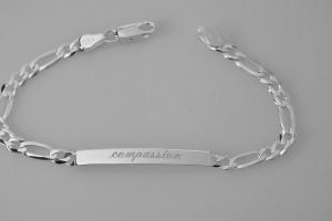 Custom Engraved Personalized Sterling Silver Lightweight 7 Inch Slim ID Bracelet - Hand Engraved