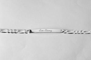 Custom Engraved Personalized Sterling Silver Lightweight 7 Inch Slim ID Bracelet - Hand Engraved