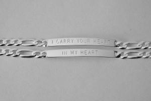 Custom Engraved Personalized Sterling Silver Lightweight 7 Inch Slim ID Bracelet - Hand Engraved