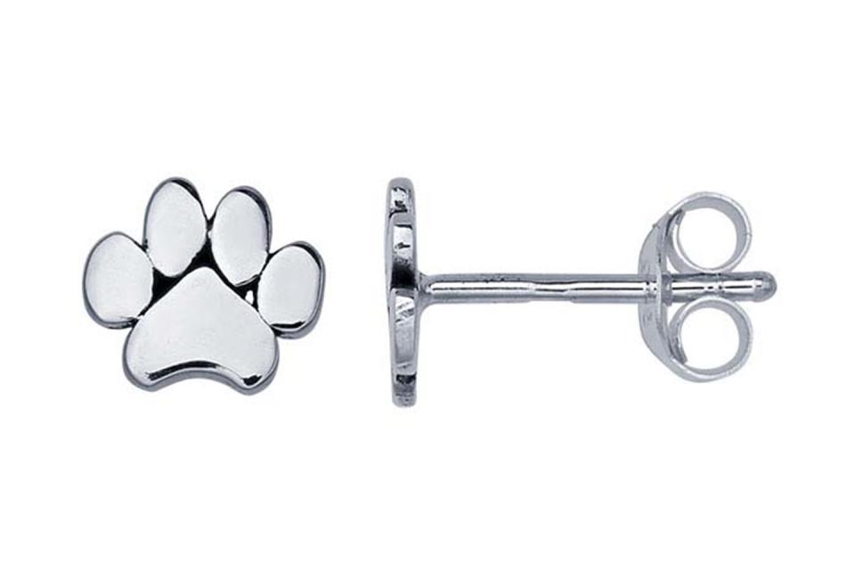 Sterling Silver Tiny Paw Print Post Earrings