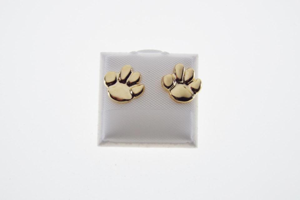 Gold Filled Hollowback Paw Print Post Earrings