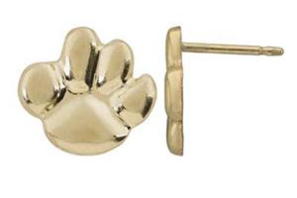 Gold Filled Hollowback Paw Print Post Earrings