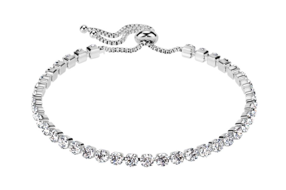 Stainless Steel Tennis Bracelet with Sparkling CZs Adjustable Length