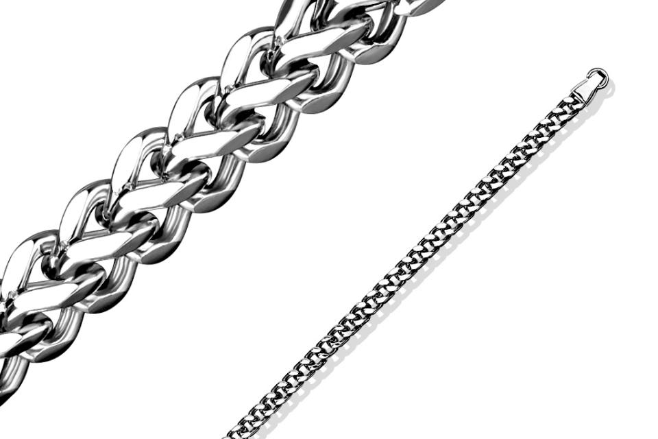 Neck Chain and Bracelet SET Stainless Steel Designer Woven Box Square Links