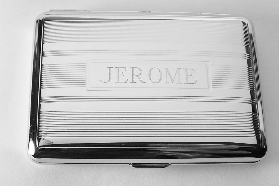 Custom Engraved Cigarette or Business Card Case Personalized Double Sided Linear Design Kings Cigarette Holder  -Hand Engraved