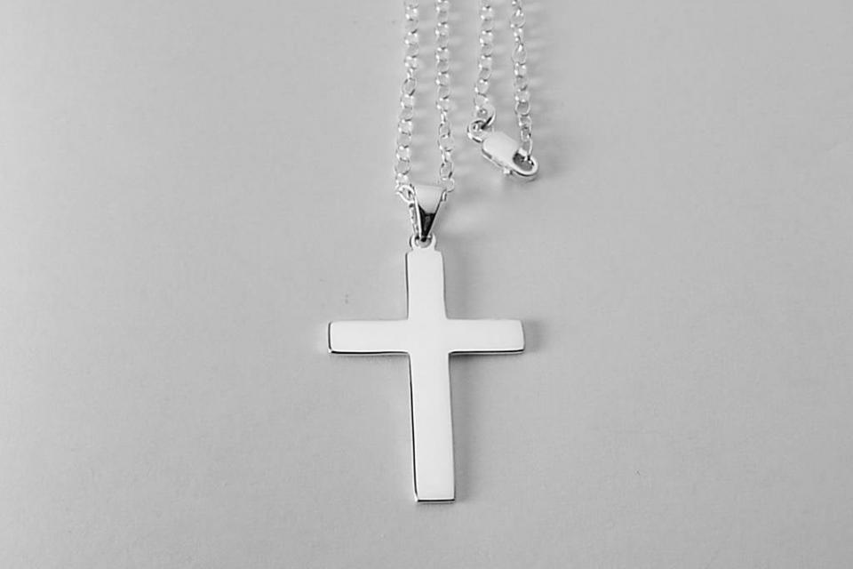 Personalized Custom Engraved Solid Sterling Silver Cross Pendant - Hand Engraved