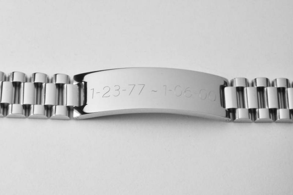 Engraved Designer ID Bracelet Personalized Custom 8.25 Inch Solid Stainless Steel ID Bracelet  - Hand Engraved