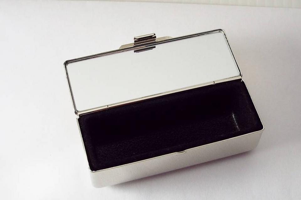 Engraved Lipstick Case Personalized Custom Single Lipstick Case with Mirror Two Tone Silver with Gold Top - Hand Engraved