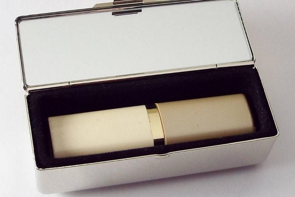Engraved Lipstick Case Personalized Custom Single Lipstick Case with Mirror Two Tone Silver with Gold Top - Hand Engraved