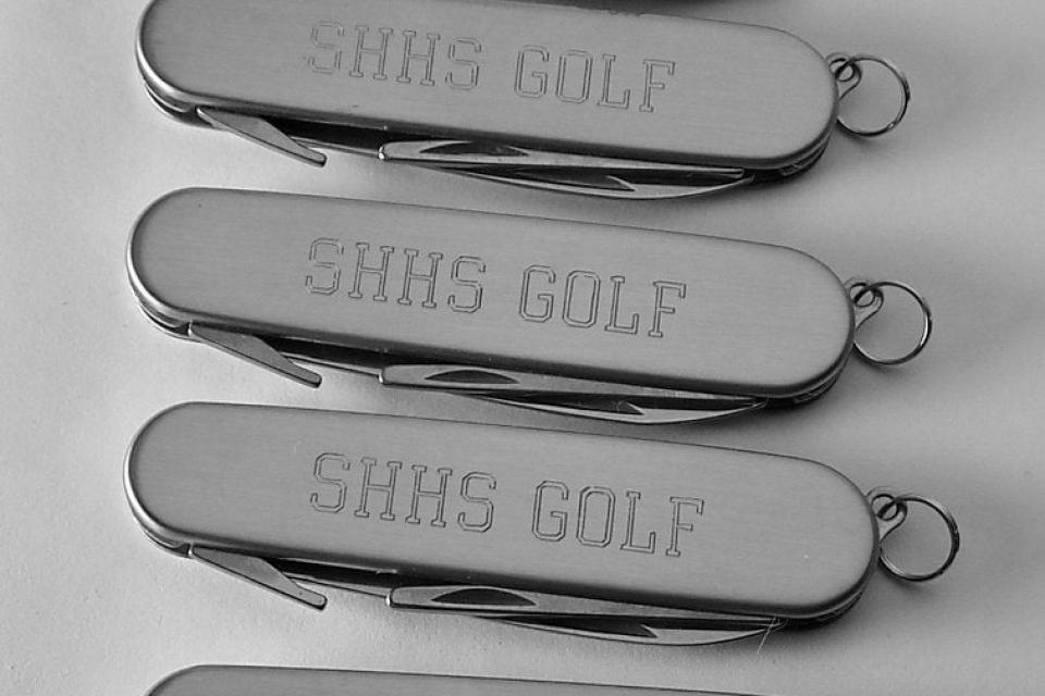 Pocket Knife and Golf Tools Custom Engraved Personalized Stainless Steel Multi Function Golf Tool  - Hand Engraved