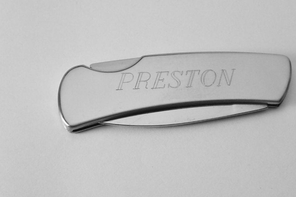 Pocket Knife Personalized Custom Engraved Stainless Steel Lock Back Pocket Knife - Hand Engraved