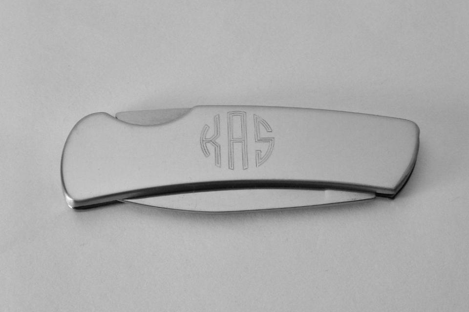 Pocket Knife Personalized Custom Engraved Stainless Steel Lock Back Pocket Knife - Hand Engraved