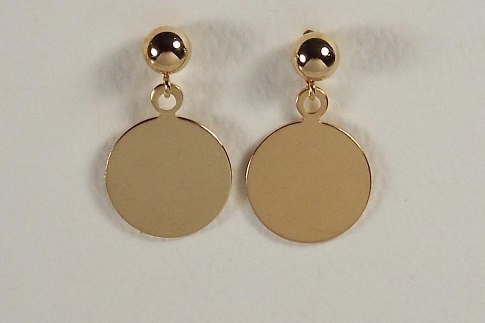 Monogram Earrings Engraved 14K Gold Filled Post Earrings Petite 1/2 Inch Discs - Hand Engraved