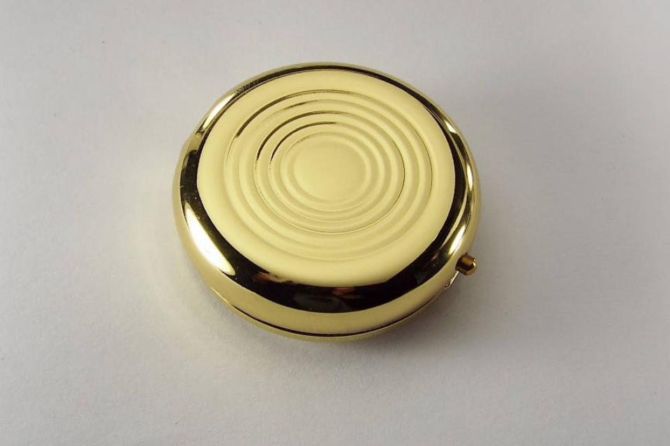 Engraved Personalized Pill Box Two Tone Round Three Compartment -Hand Engraved