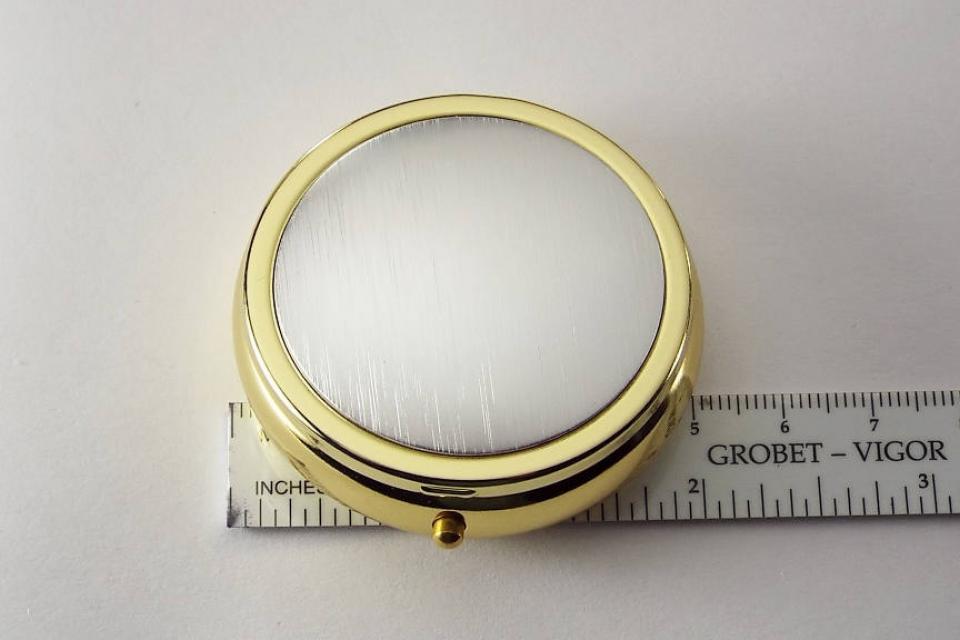 Engraved Personalized Pill Box Two Tone Round Three Compartment -Hand Engraved