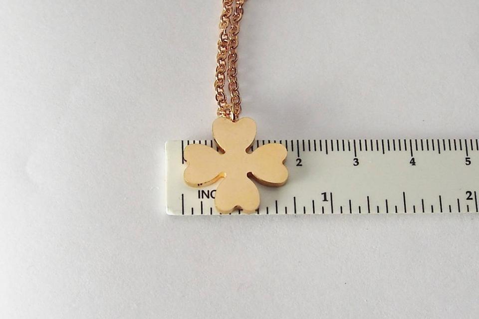 Personalized Four Leaf Clover Necklace Rose Gold Over Stainless Steel Custom Engraved - Hand Engraved