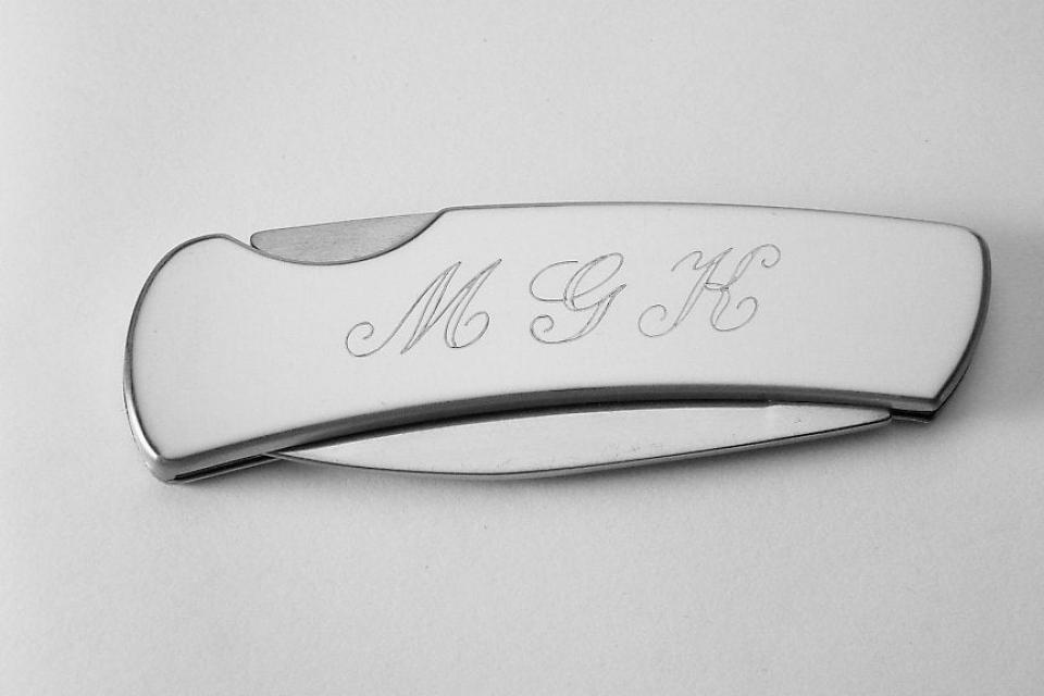 Pocket Knife Personalized Custom Engraved Stainless Steel Lock Back Pocket Knife - Hand Engraved