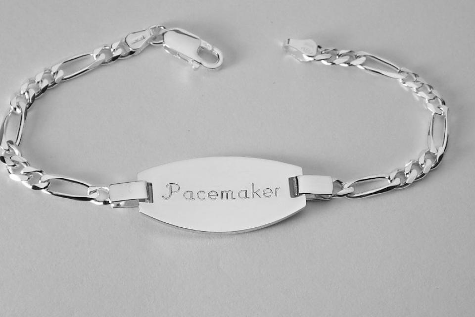 Custom Engraved Personalized Sterling Silver Medic Alert Bracelet 7 Inch Length- Hand Engraved