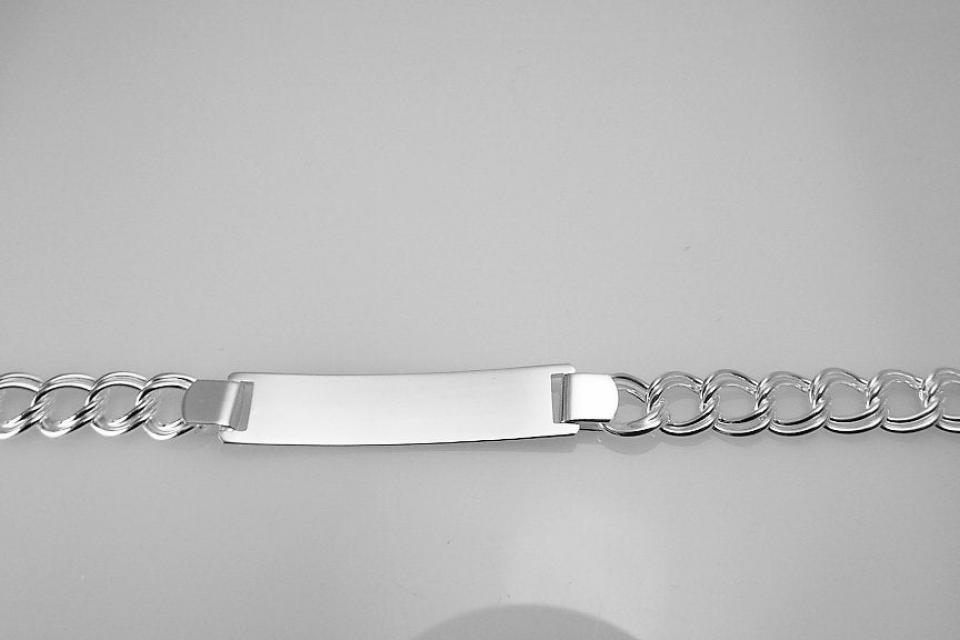 Custom Engraved ID Bracelet Sterling Silver 7.25 Inch Length Double Curb Link- Hand Engraved