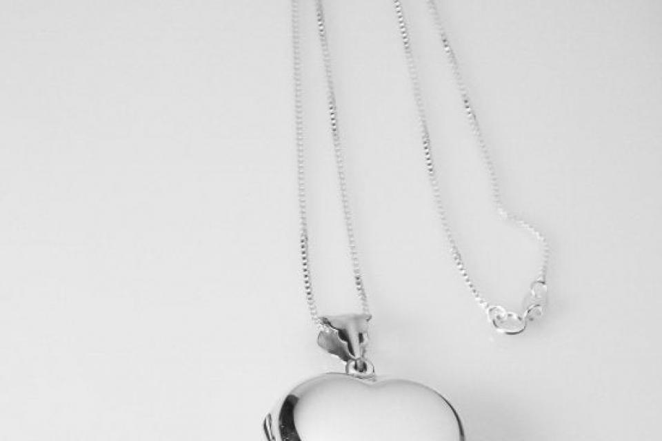 Custom Engraved Locket Personalized Sterling Silver Large Rounded Heart Locket 1 Inch  - Hand Engraved