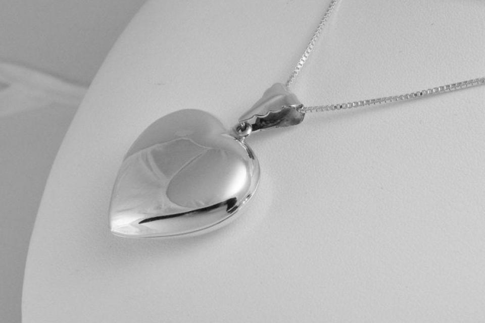 Custom Engraved Locket Personalized Sterling Silver Large Rounded Heart Locket 1 Inch  - Hand Engraved