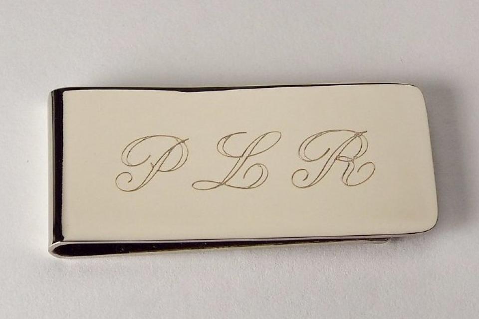 Custom Engraved Silver Money Clip Personalized High Polish Non Tarnish Nickel Plated - Hand Engraved