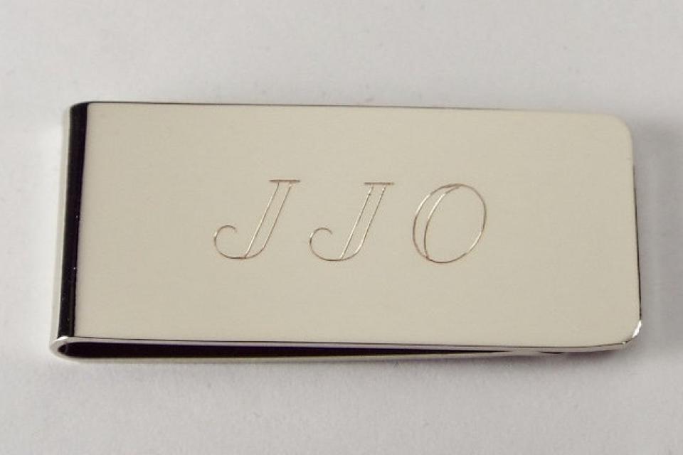 Custom Engraved Silver Money Clip Personalized High Polish Non Tarnish Nickel Plated - Hand Engraved