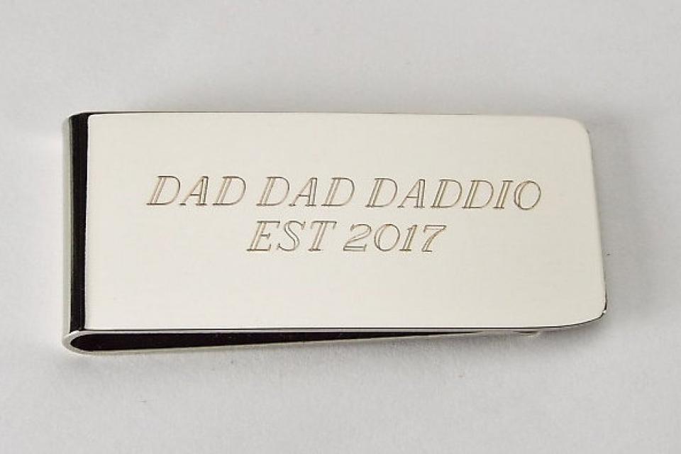 Custom Engraved Silver Money Clip Personalized High Polish Non Tarnish Nickel Plated  - Hand Engraved