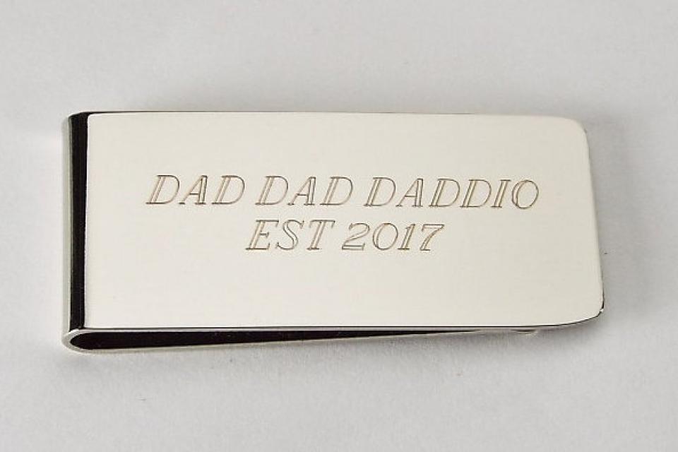 Custom Engraved Silver Money Clip Personalized High Polish Non Tarnish Nickel Plated - Hand Engraved