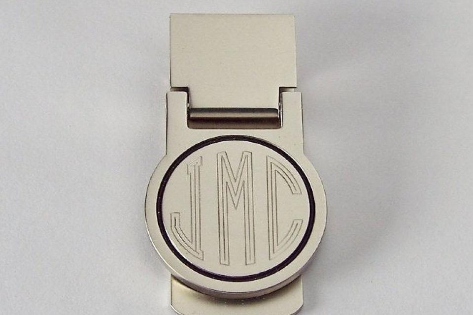 Engraved Money Clip Custom Engraved Personalized Round Hinged Money Clip Matte Finish -Hand Engraved