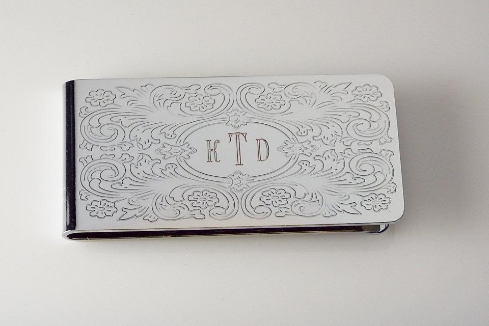 Money Clip Narrow Silver Engraved-MC-01