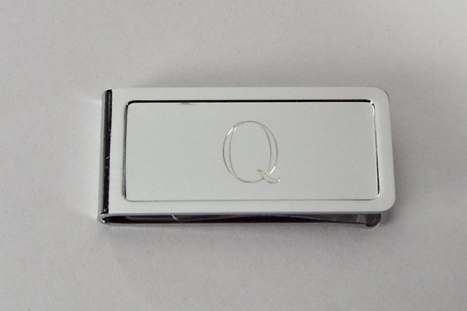 Custom Engraved Money Clip Personalized Chrome Plated - Hand Engraved