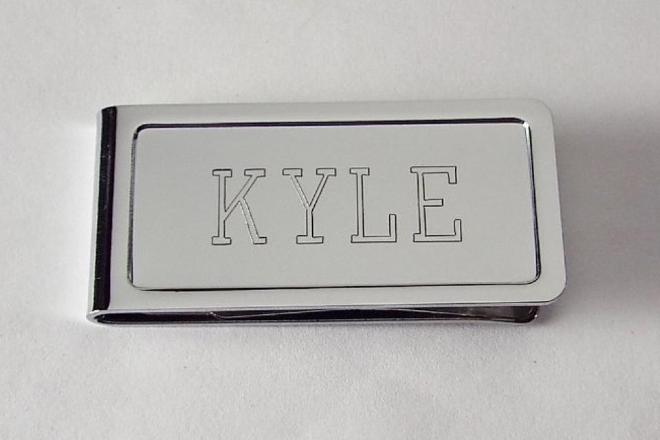 Custom Engraved Money Clip Personalized Chrome Plated - Hand Engraved