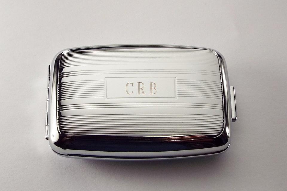 Personalized Pill Box Custom Engraved Stylish Linear Design Two Compartment -Hand Engraved