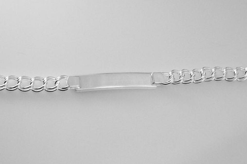 Custom Engraved ID Bracelet Sterling Silver 7.25 Inch Length Double Curb Link- Hand Engraved