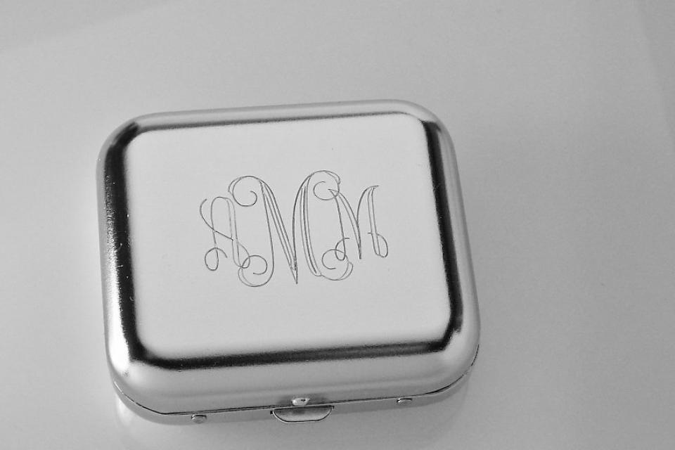 Custom Engraved Personalized High Polish Silver Portable Pocket Ashtray -Hand Engraved