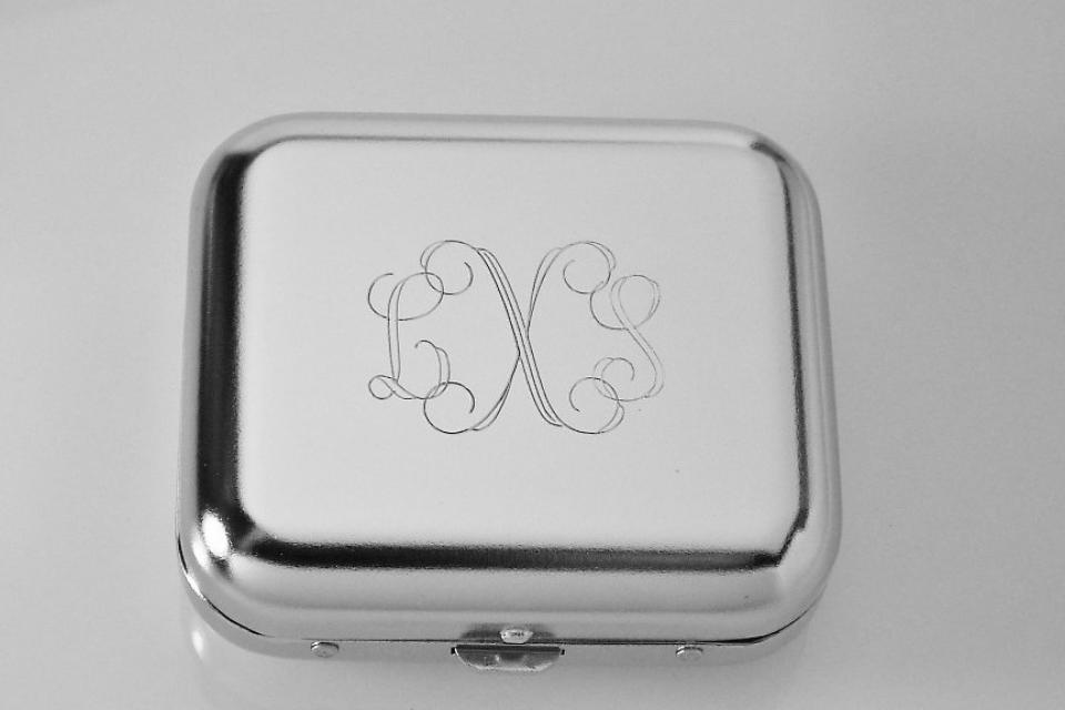 Custom Engraved Personalized High Polish Silver Portable Pocket Ashtray -Hand Engraved