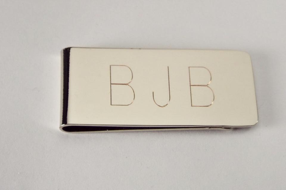 Custom Engraved Silver Money Clip Personalized High Polish Non Tarnish Nickel Plated - Hand Engraved