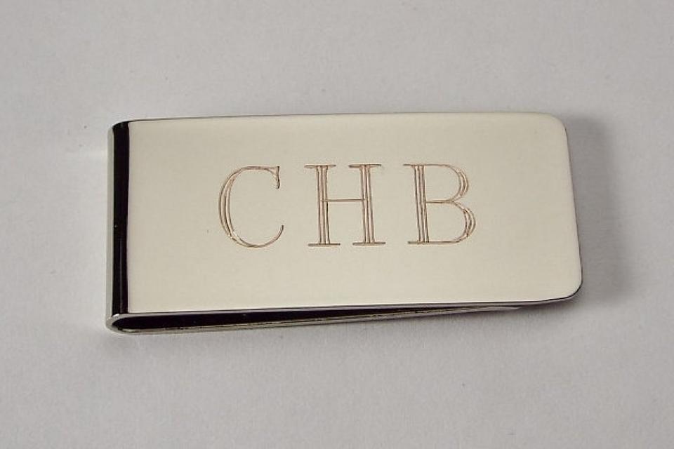 Custom Engraved Silver Money Clip Personalized High Polish Non Tarnish Nickel Plated - Hand Engraved
