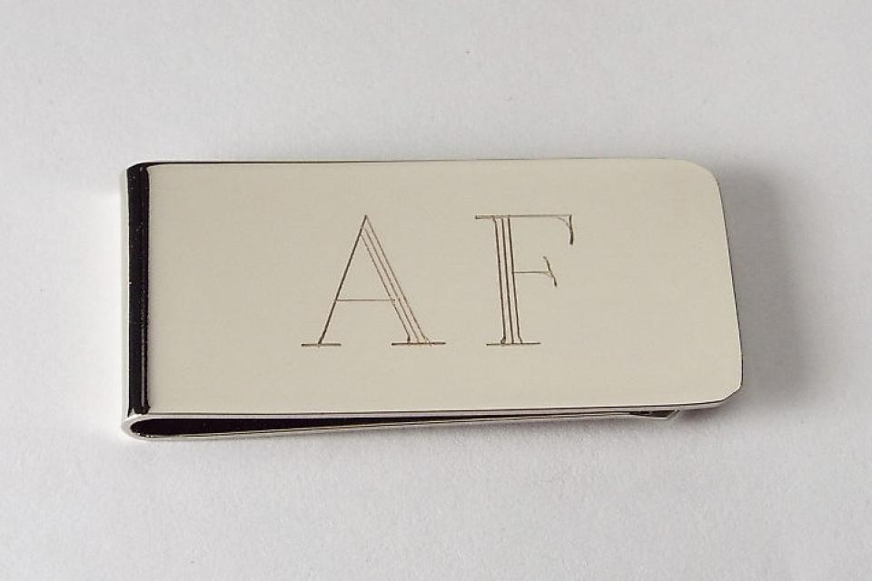 Custom Engraved Silver Money Clip Personalized High Polish Non Tarnish Nickel Plated  - Hand Engraved