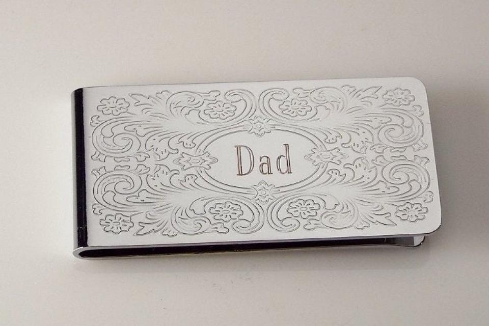 Engraved Money Clip Custom Engraved Personalized Money Clip with Scroll Design -Hand Engraved