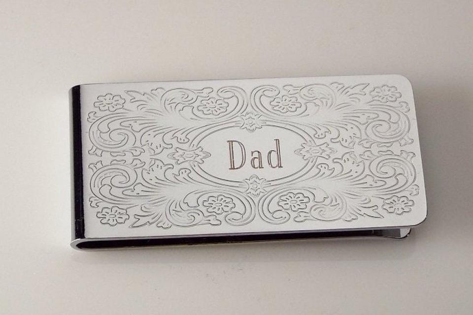 Engraved Money Clip Custom Engraved Personalized Money Clip with Scroll Design  -Hand Engraved