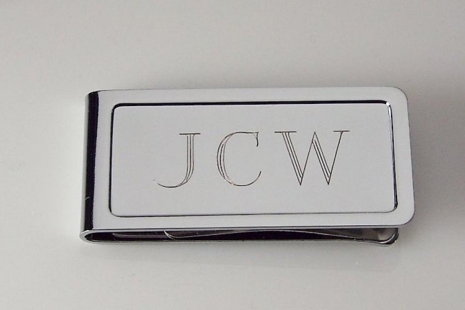 Custom Engraved Money Clip Personalized Chrome Plated - Hand Engraved