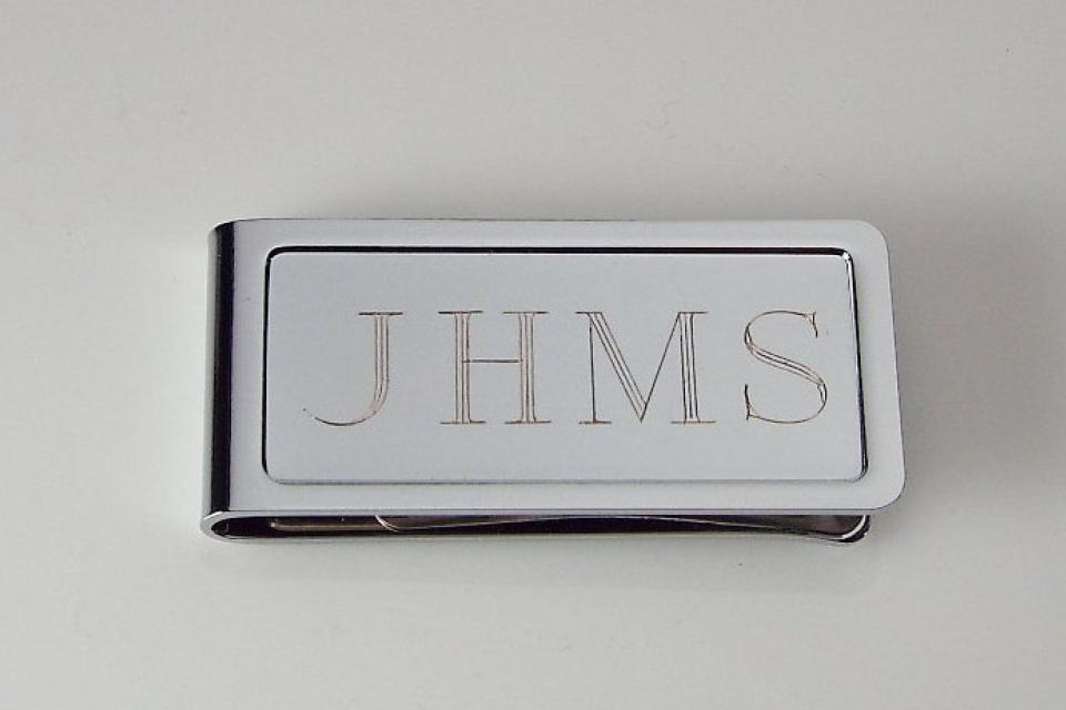 Custom Engraved Money Clip Personalized Chrome Plated - Hand Engraved