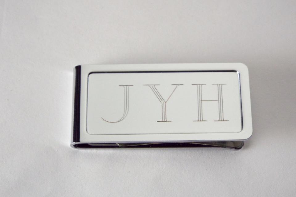 Custom Engraved Money Clip Personalized Chrome Plated  - Hand Engraved