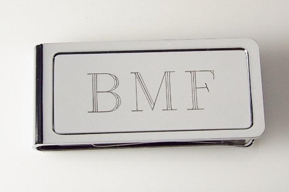 Custom Engraved Money Clip Personalized Chrome Plated - Hand Engraved