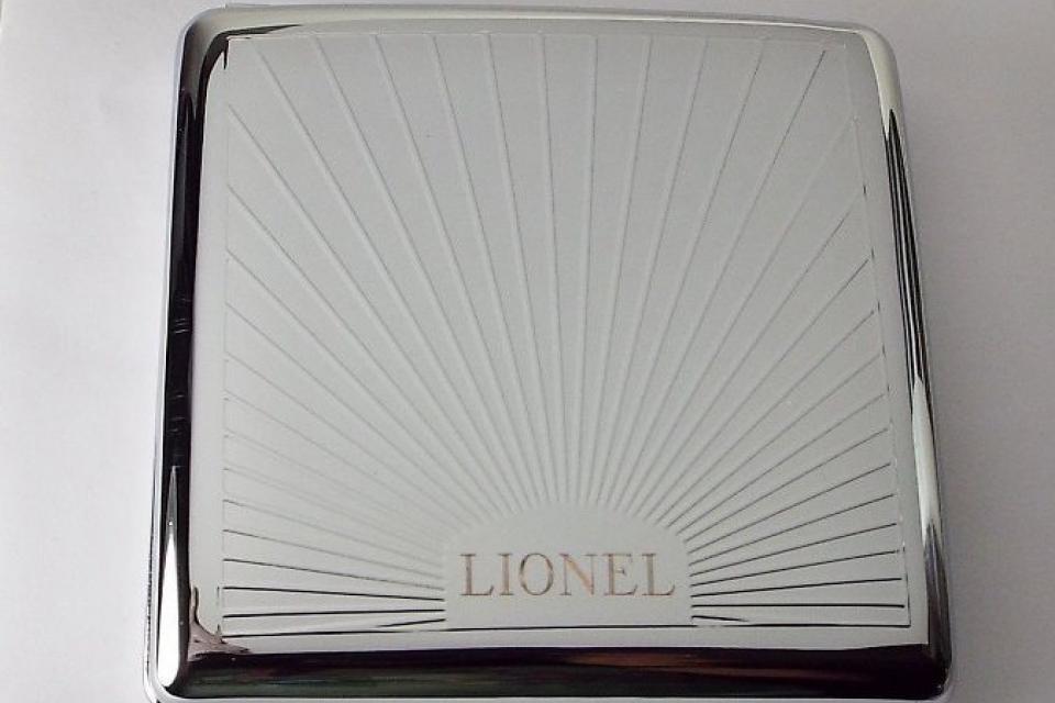 Personalized Cigarette Case Custom Engraved Kings Sun Ray Design Double Sided Case -Hand Engraved
