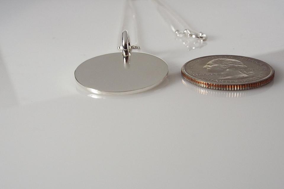Monogram Necklace Custom Engraved Sterling Silver 1 Inch Round Personalized - Hand Engraved