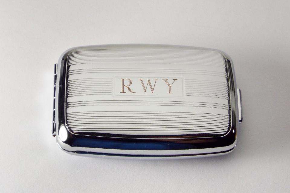 Personalized Pill Box Custom Engraved Stylish Linear Design Two Compartment -Hand Engraved